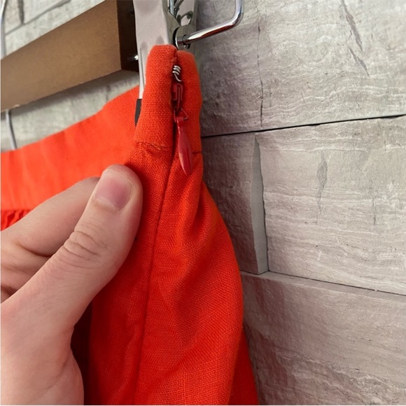 J. Crew Linen Poppy Orange Ruffle Trim Skirt - Picture 4 of 6